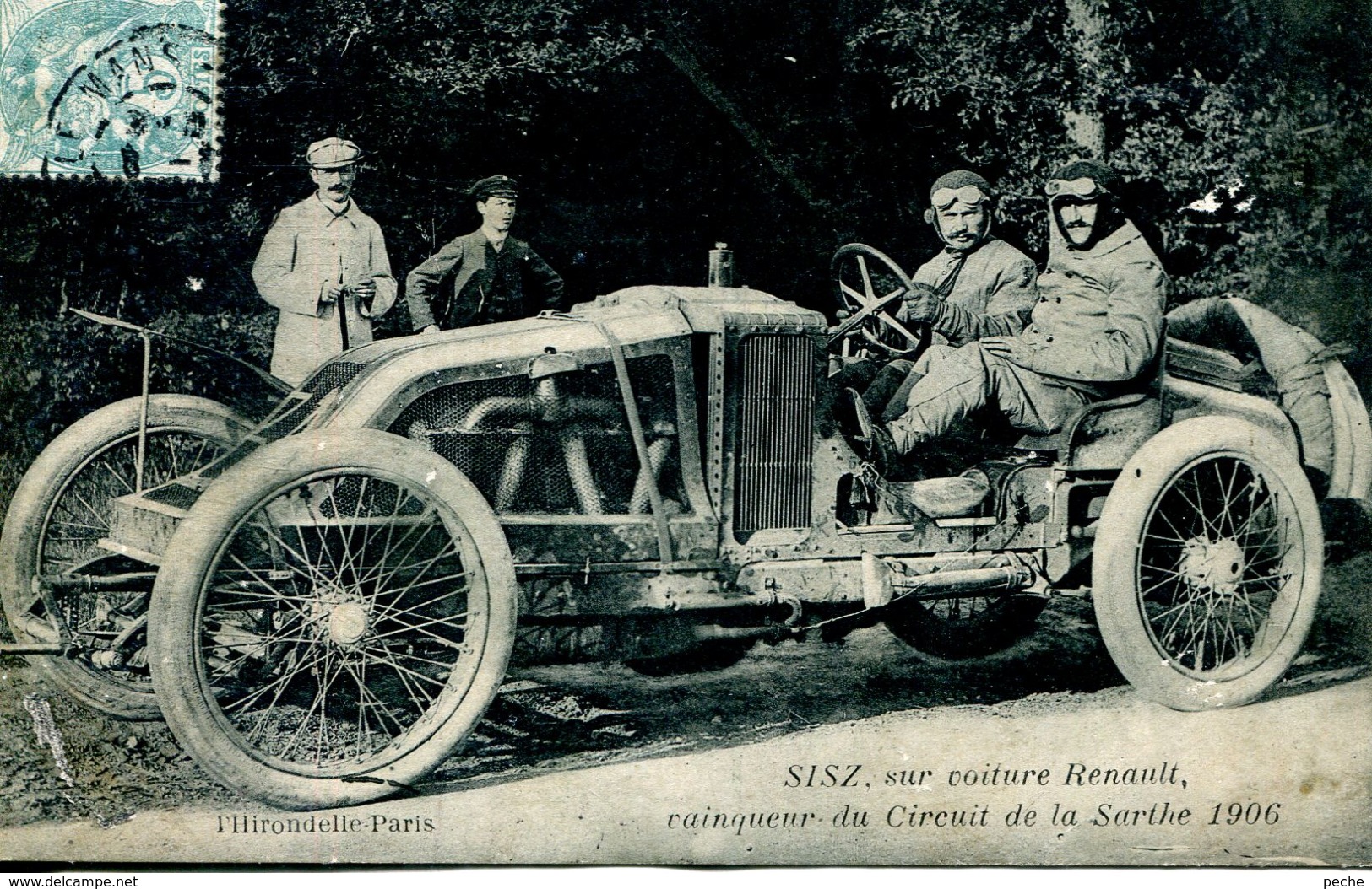 N°345 T -cpa Sisz Sur Voiture Renault Vainqueur Du Circuit De La Sarthe En 1906- - Autres & Non Classés