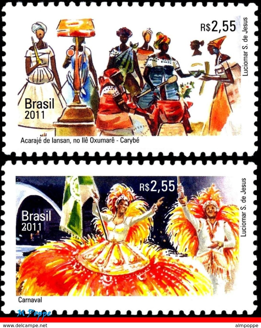 Ref. BR-3199-200 BRAZIL 2011 JOINT ISSUE, BELGIUM,FOLKLORE,, EUROPALIA,CARNIVAL,CARYBE DANCE,MNH 2V Sc# 3199-3200 - Ungebraucht