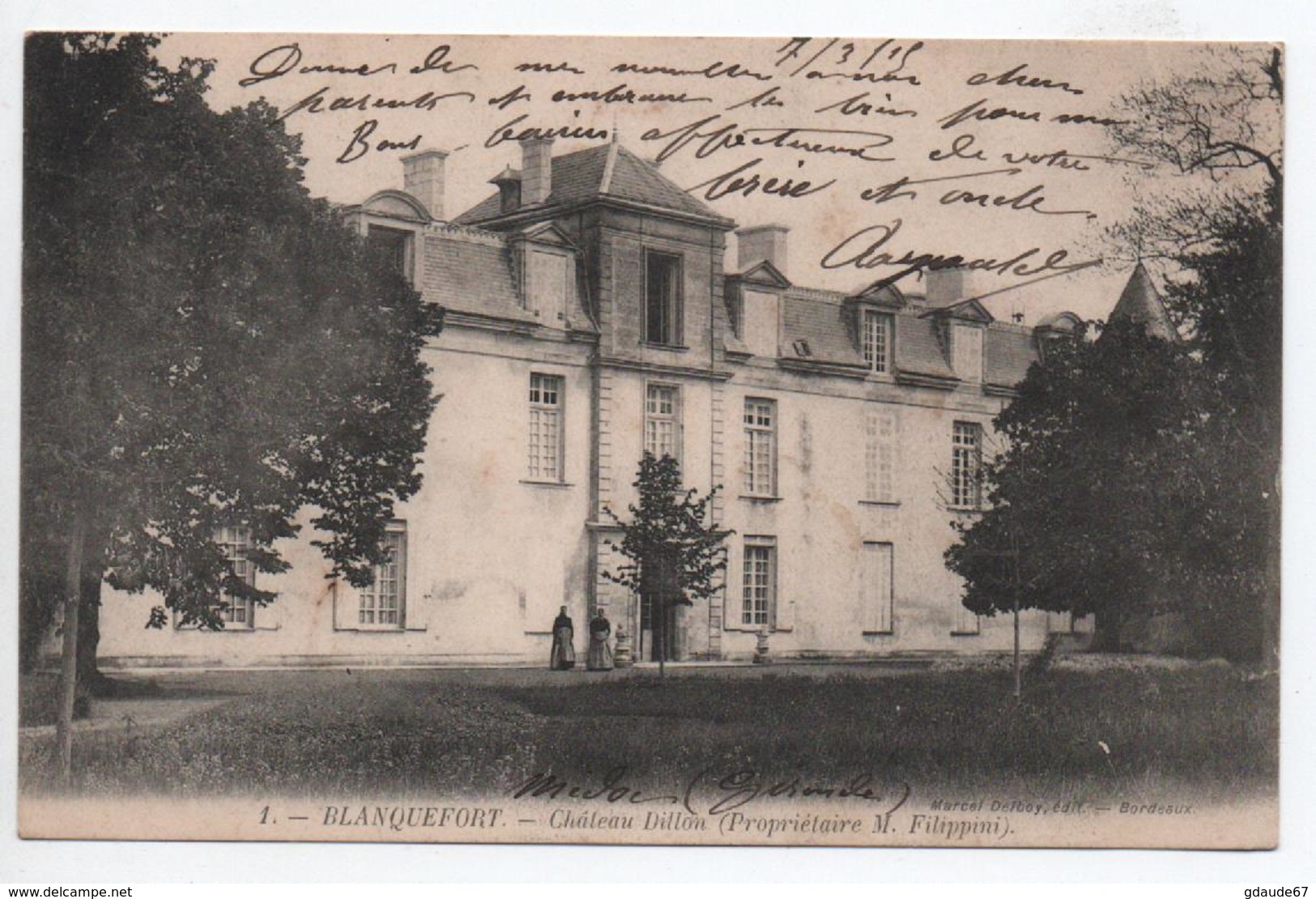 1915 - CP FM De BLANQUEFORT (GIRONDE) Avec CACHET 18° CORPS COMITE DU MEDOC N°12 / SOCIETE FRANCAISE SECOURS AUX BLESSES - 1. Weltkrieg 1914-1918