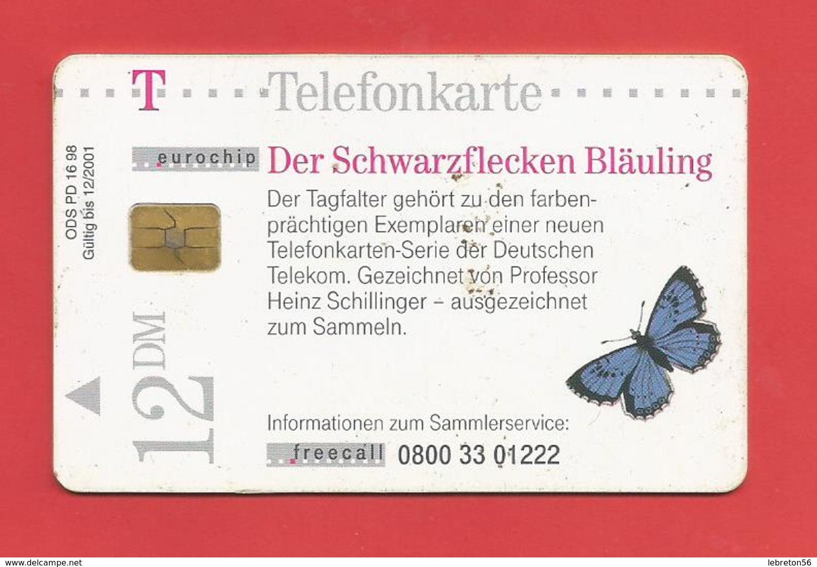 TELECARTE  12 DM Schwarzflecken Bläuling  Superbe  Voir Les 2 Photos - Collections