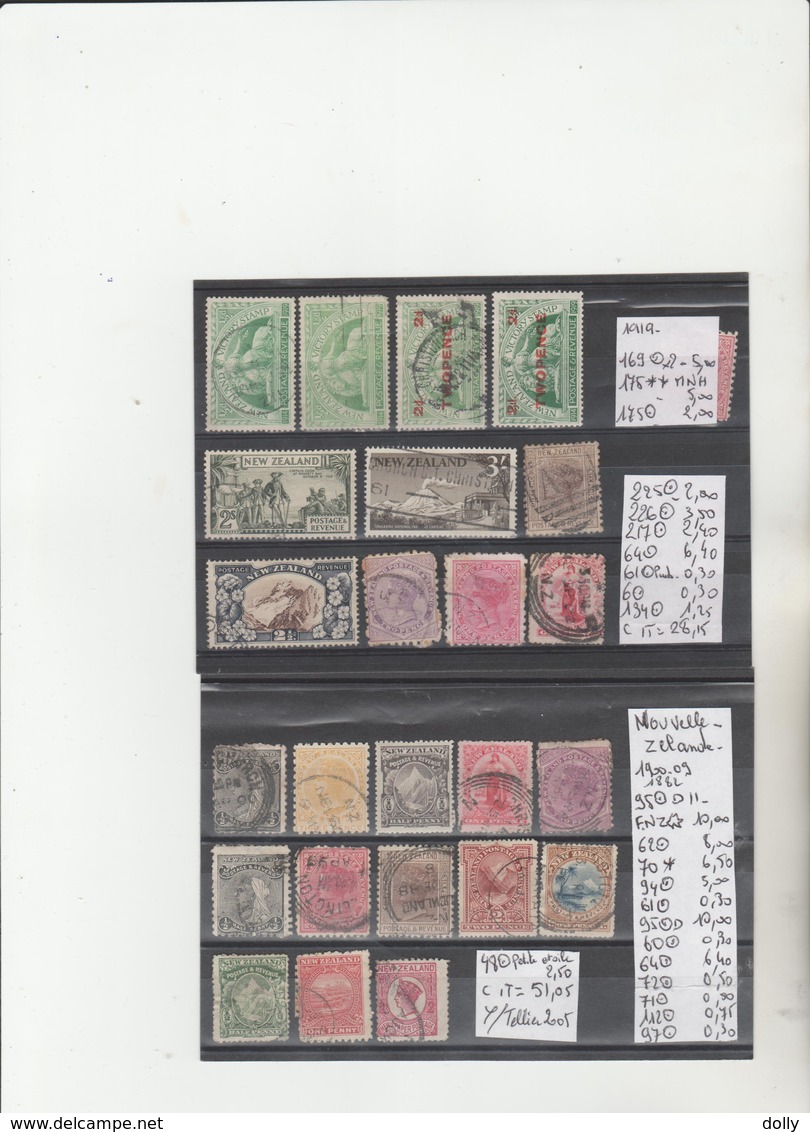 TIMBRES DE NOUVELLE-ZELANDE  NEUF**/*/° 1882-1900-09 Nr VOIR SUR PAPIER AVEC TIMBRES 3 PLAQUETTES COTE  88.60  € - Ungebraucht