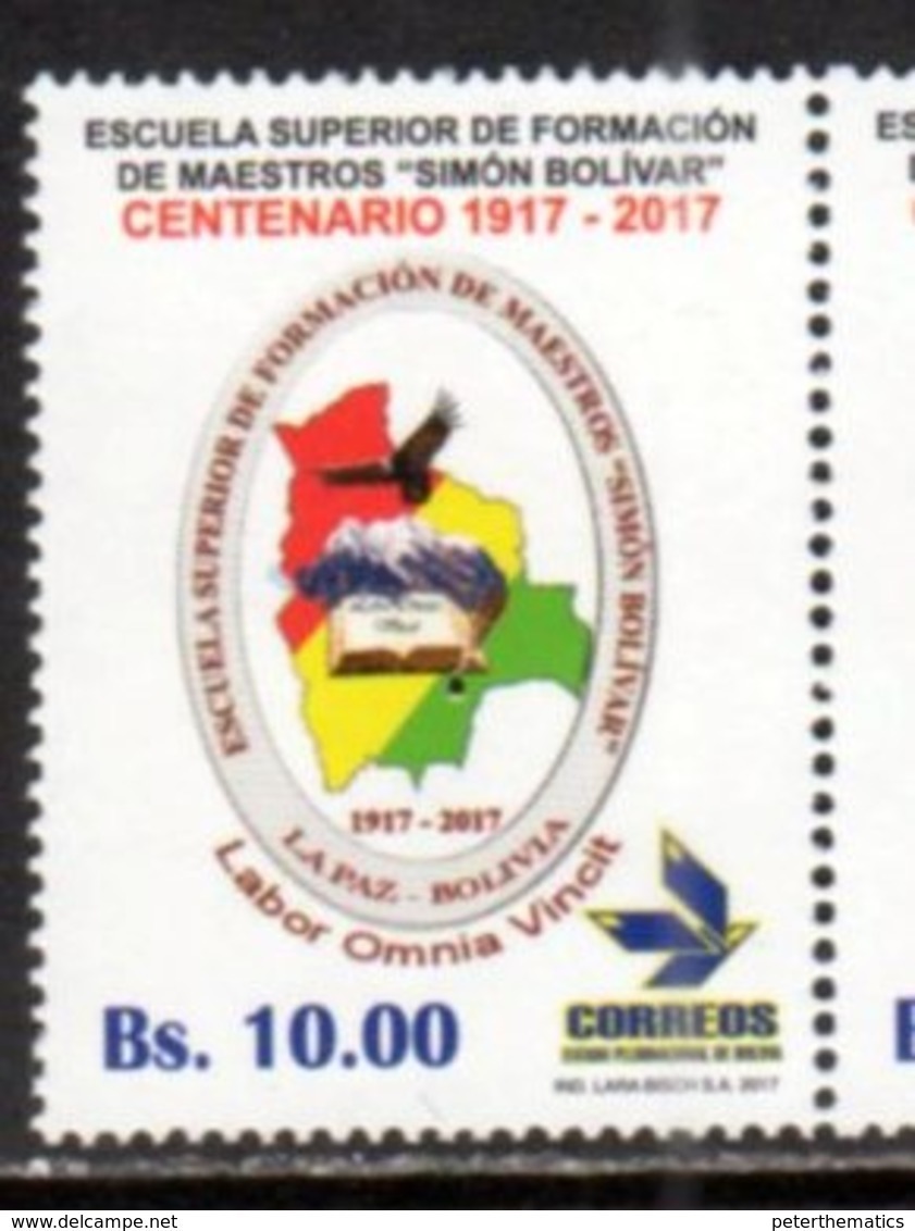 BOLIVIA, 2017, MNH, TEACHER'S ACADEMY "SIMON BOLIVAR", BIRDS, CONDORS, MOUNTAINS, 1v - Other & Unclassified