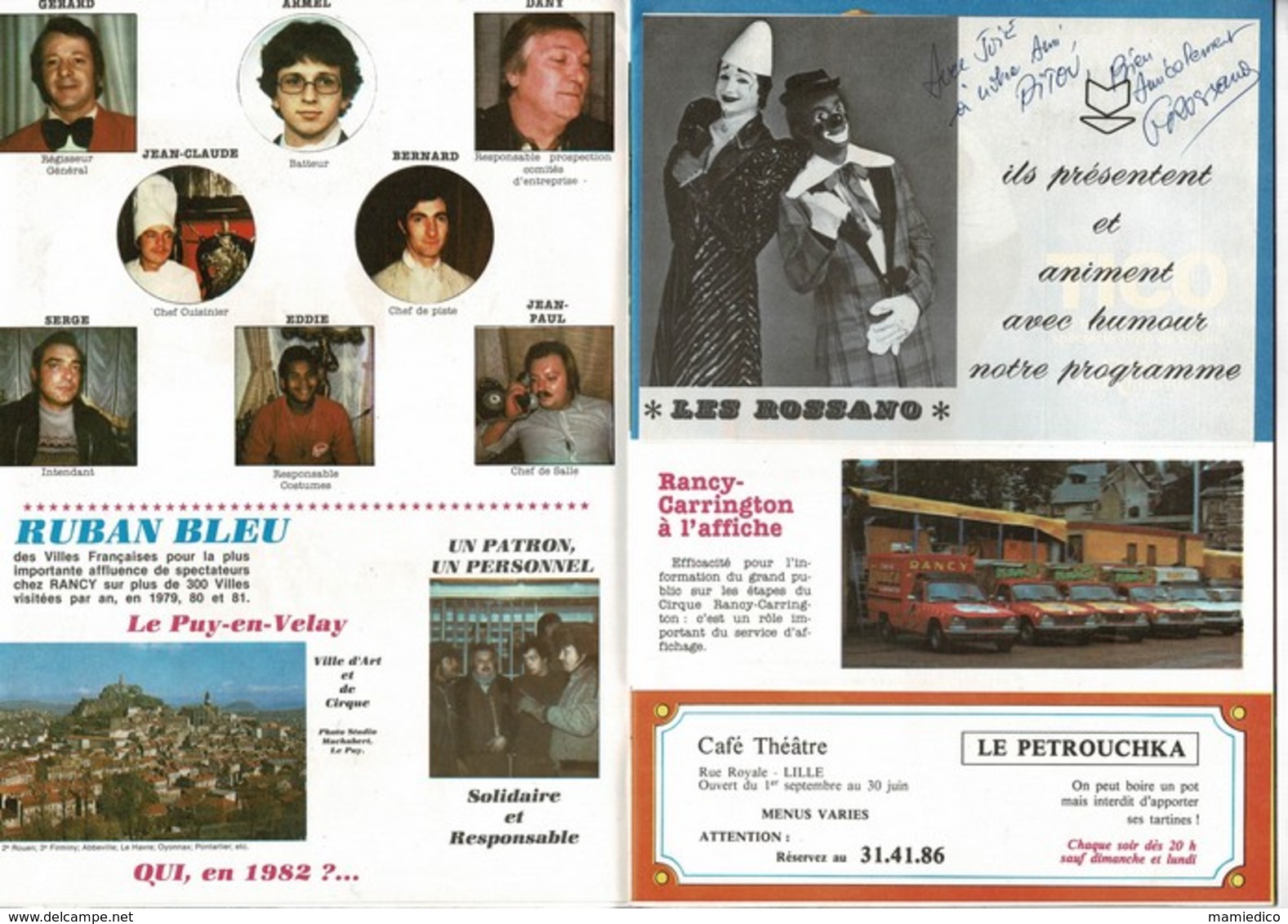 Album- Programme 82 Du "CIRQUE RANCY-CARRINGTON" 126e Anniversaire (avec Autographe Du Clown ROSSANO) - Programmes