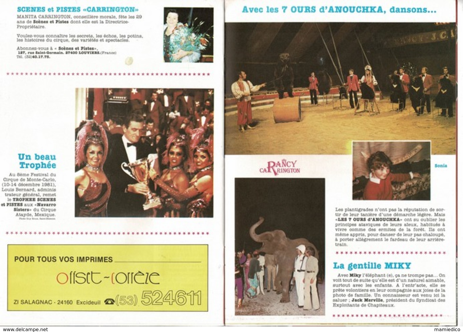 Album- Programme 82 Du "CIRQUE RANCY-CARRINGTON" 126e Anniversaire (avec Autographe Du Clown ROSSANO) - Programmes