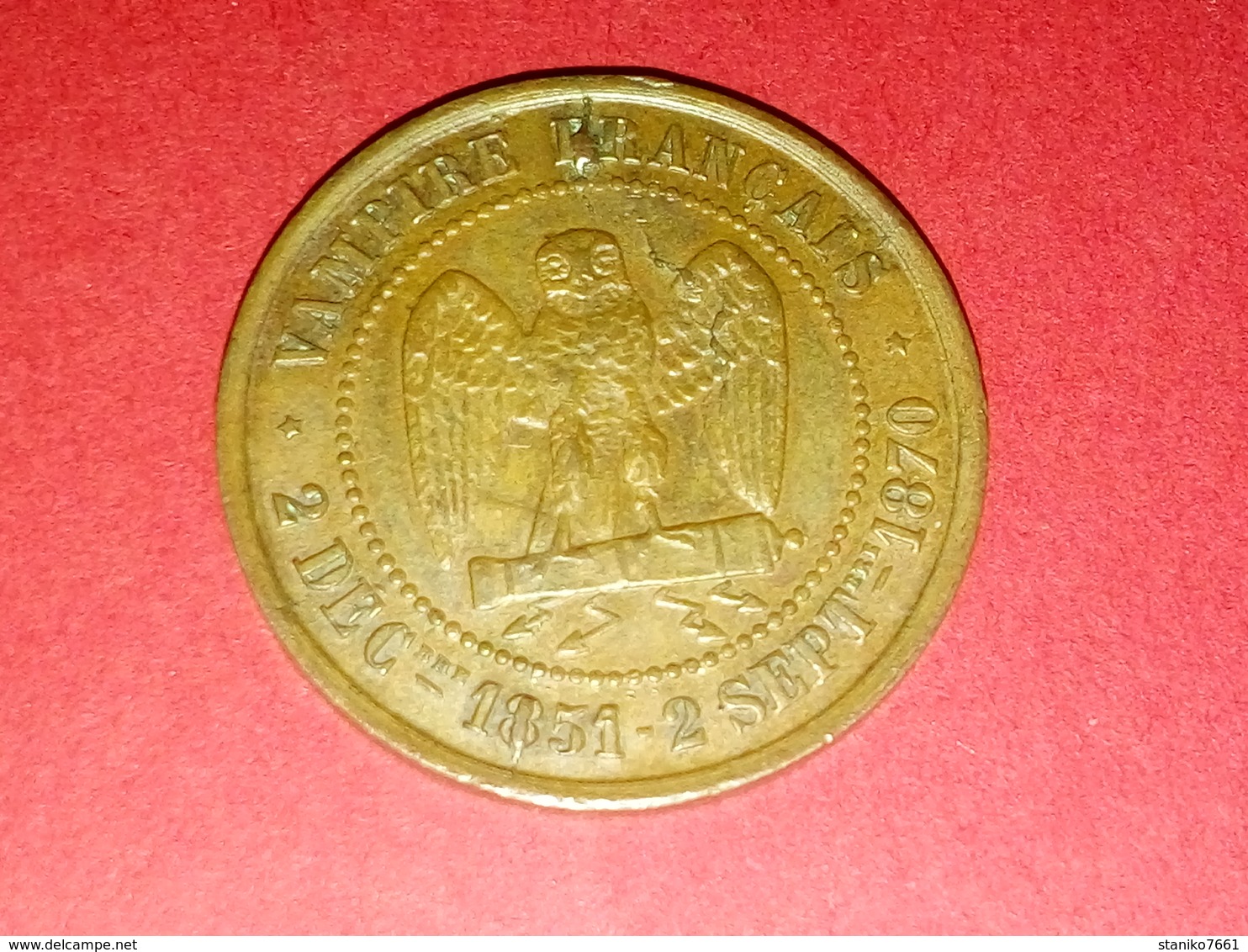 SUPERBE MONNAIE SATIRIQUE NAPOLÉON III VAMPIRE FRANÇAIS 1851 1870 Diamètre 27 Mm Non Nettoyé - Andere & Zonder Classificatie