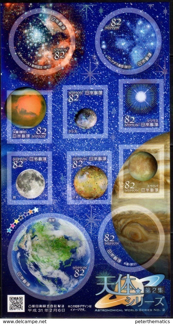 JAPAN, 2019, MNH,ASTRONOMY, PLANETS, SHEETLET WITH HOLOGRAM - Astronomy