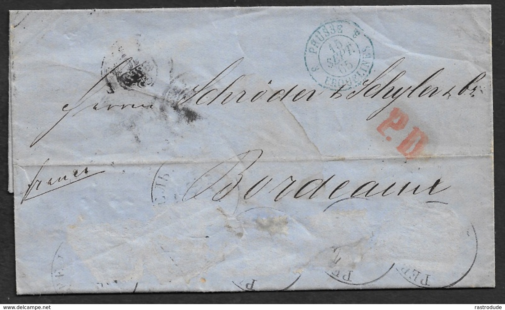 1865 - LAC - ESTONIE REVAL ( TALLINN ) A BORDEAUX - PRUSSE ERQUILINES - P.D - Timbres Manquants - Estonia