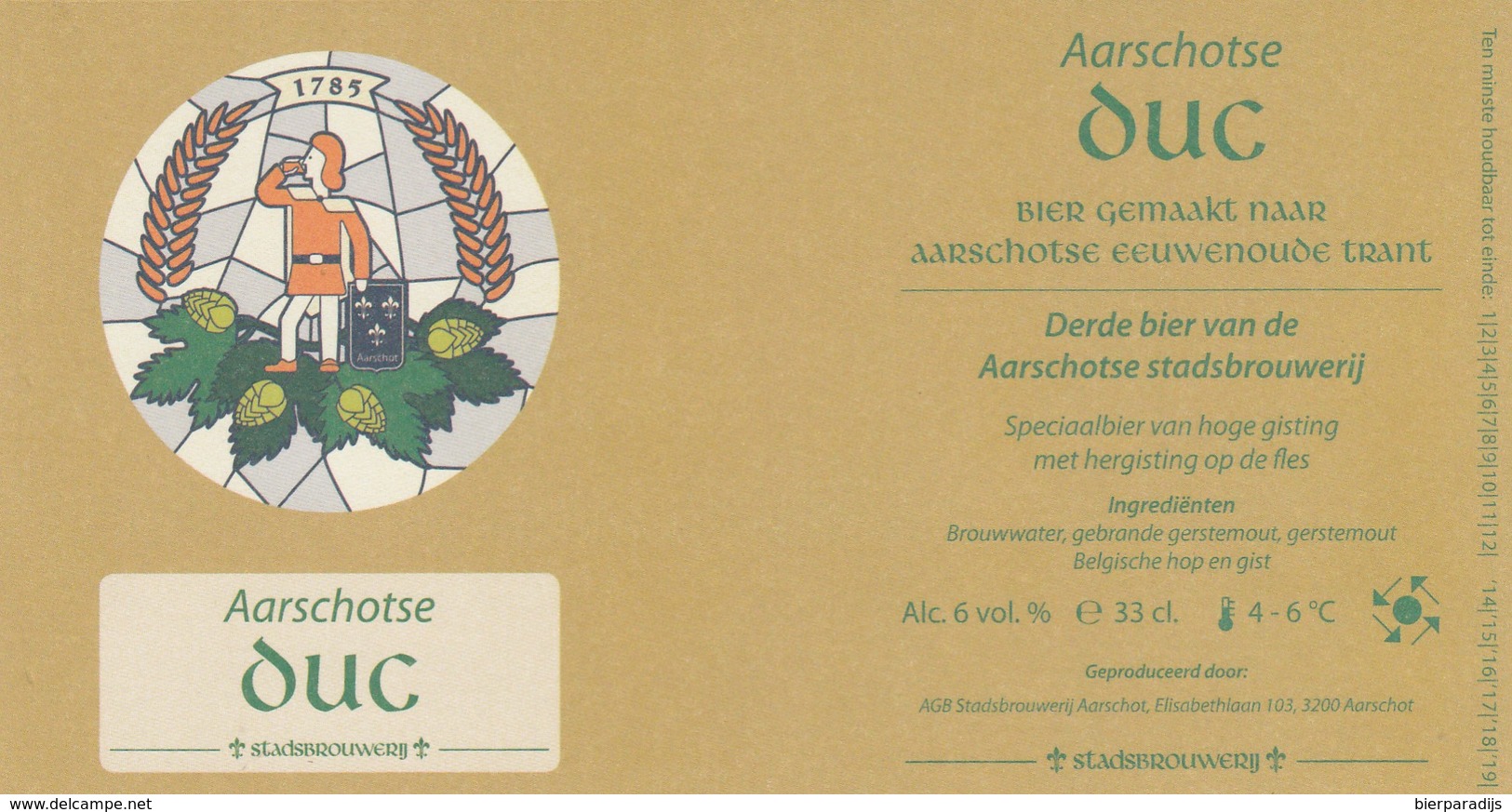 Aarschotse  Stadsbrouwerij   Duc  33 Cl - Bière