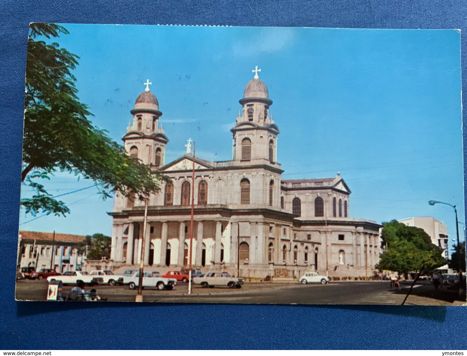 Postcard Circulated Nicaragua 1968, Cathedral Of Managua, Butterflies Stamps - Nicaragua