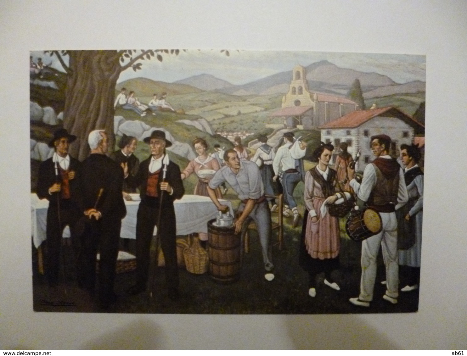 Illustrateur José Arrue Valle " Mesa De La Autoridad " Agintarien Maia "scene De Fete Pays Basque - Autres & Non Classés