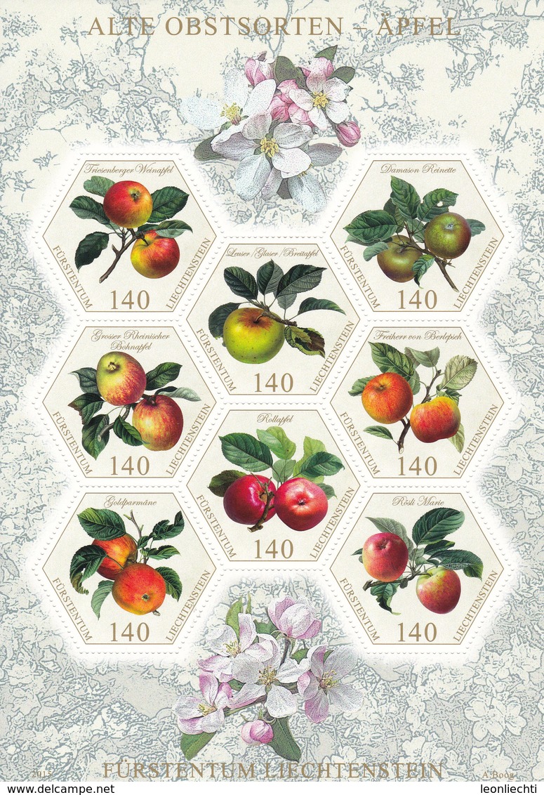 2017 Liechtenstein, Mi: 1820 - 1827** Kleinbogen. Alte Obstsorten: Steinobst - Blocks & Sheetlets & Panes