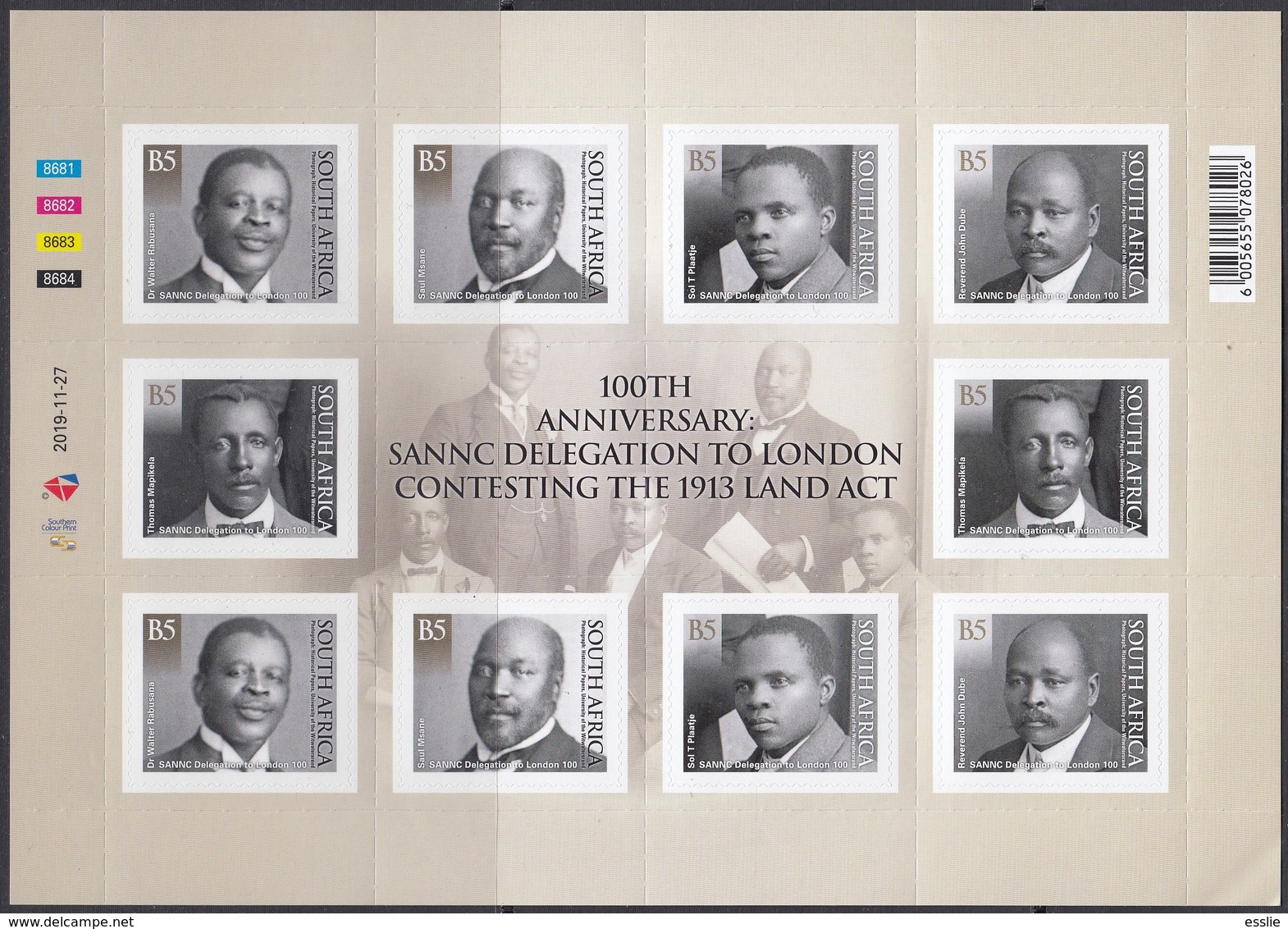 South Africa RSA - 2019 - SANNC Delegation To London 100th Anniversary - Nuevos