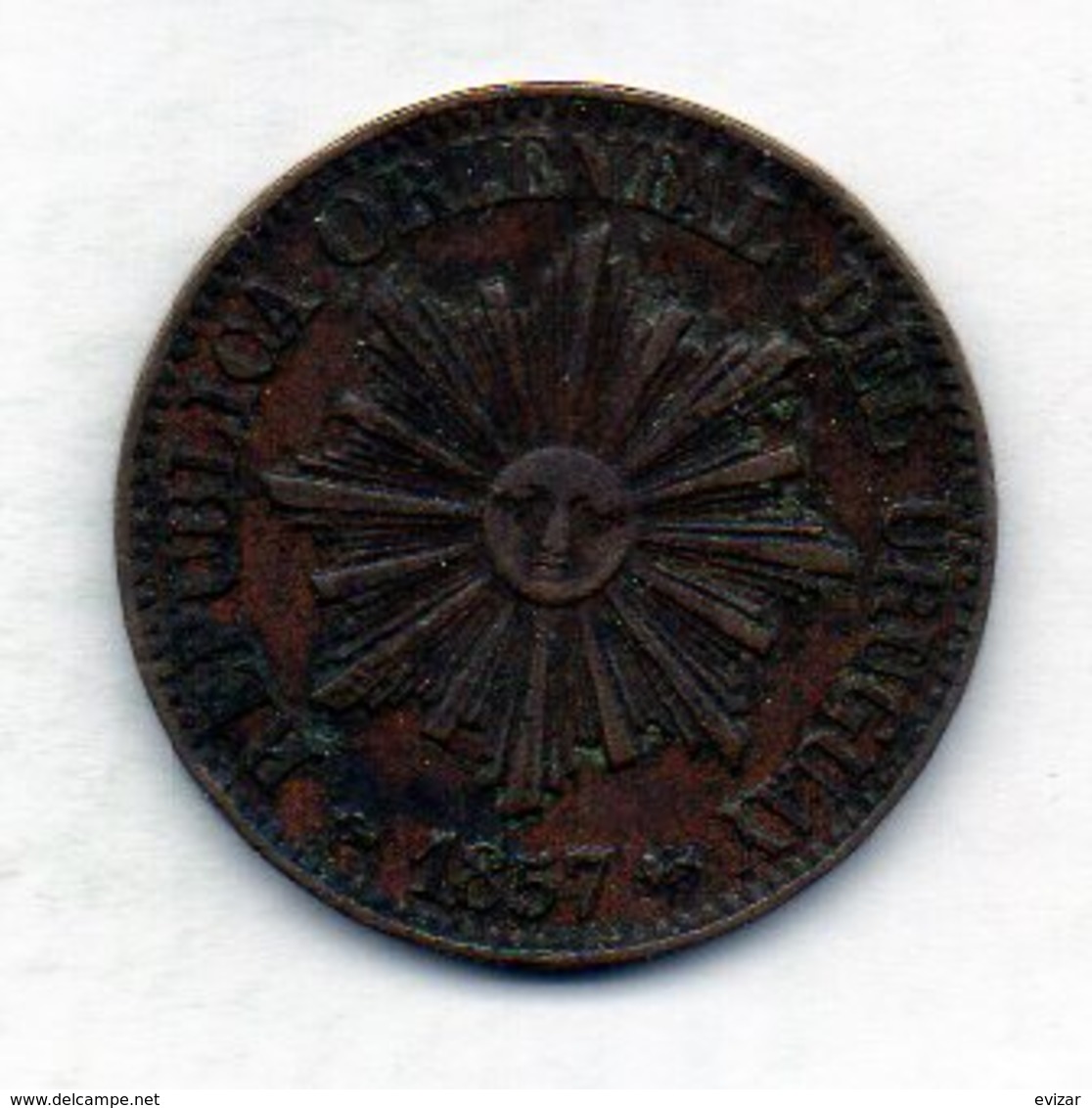 URUGUAY, 5 Centesimos, Copper, Year 1857, KM #8 - Uruguay