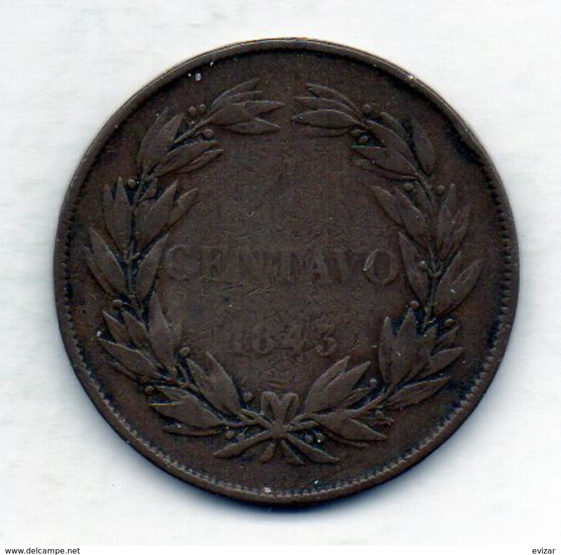 VENEZUELA, 1 Centavo, Copper, Year 1843, KM #3.2 - Venezuela