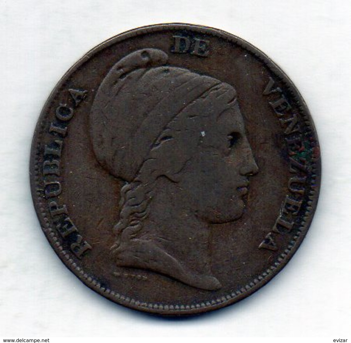 VENEZUELA, 1 Centavo, Copper, Year 1843, KM #3.2 - Venezuela