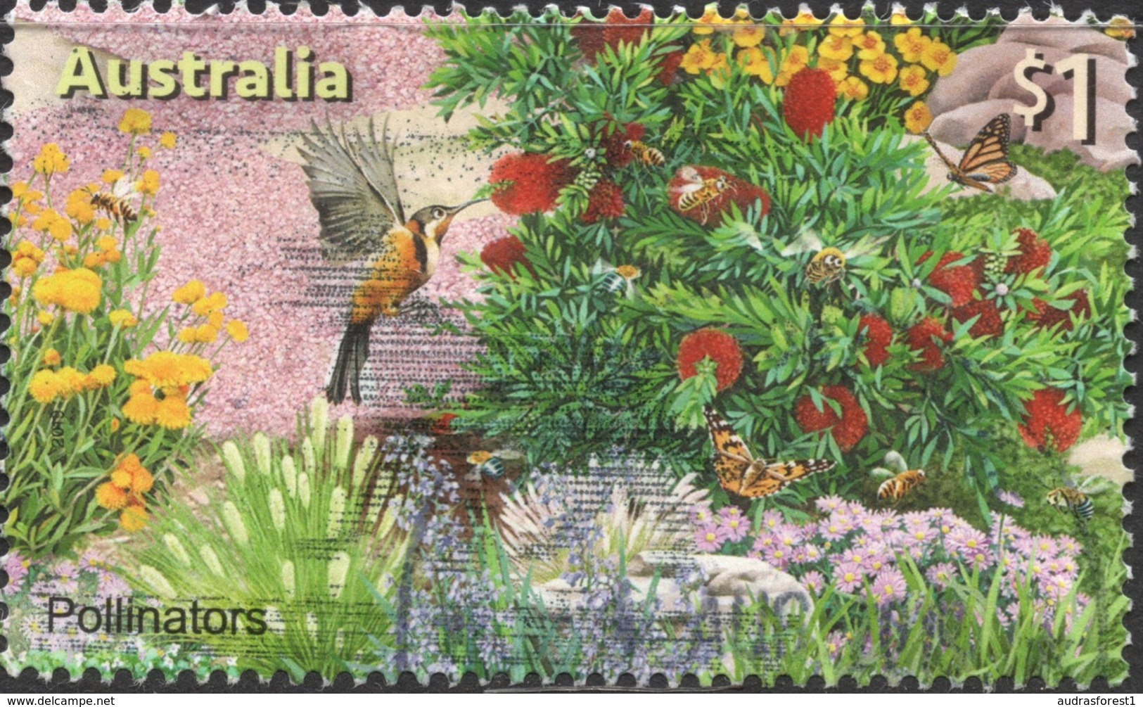 2019 Australia $1 Veggie Garden POLLINATORS LARGE Sheet STAMP  Very Fine Used - Oblitérés