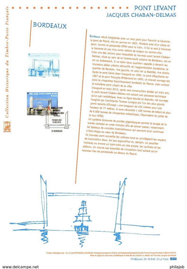 " PONT LEVANT CHABAN-DELMAS " Sur Document Philatélique Officiel De 2013. N° YT 4734. Parf état DPO - Ponti