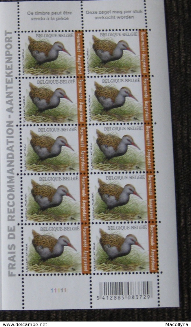 BUZIN 4671** Waterral / Râle D'eau ** 10 Zegels Voor Aangetekende Zending / Timbres Recommandé PL 1 - 1985-.. Oiseaux (Buzin)