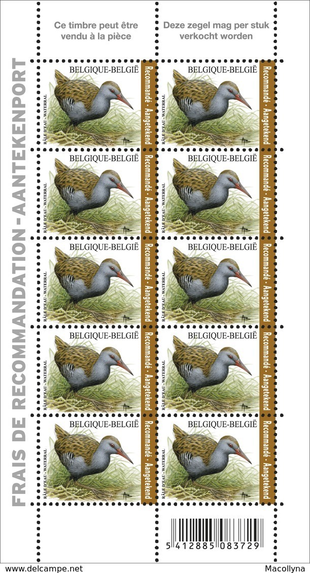 BUZIN 4671** Waterral / Râle D'eau ** 10 Zegels Voor Aangetekende Zending / Timbres Recommandé PL 1 - 1985-.. Oiseaux (Buzin)