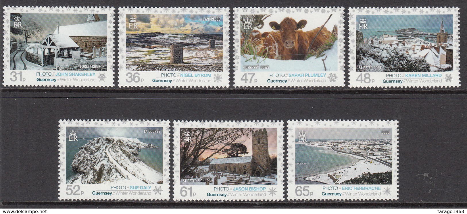 2011 Guernsey Winter Paintings Art  Complete Set Of 7   MNH @ BELOW FACE VALUE - Guernsey