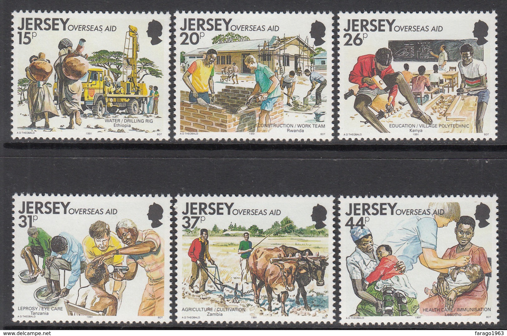 1991 Jersey Overseas Aid Health Leprosy Immunisation Agriculture   Complete Set Of 6  MNH @ BELOW FACE VALUE - Jersey