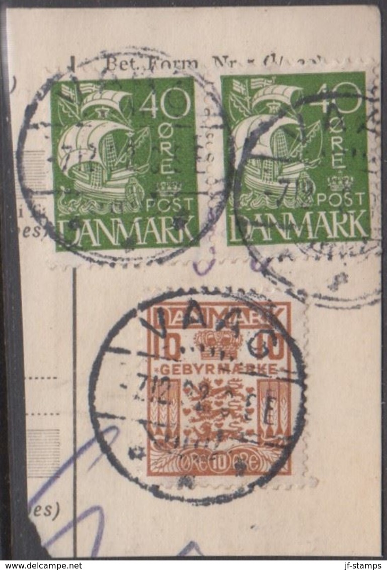 1930. Gebyr. 10 Øre Brun  LUX VAAG -7.12.32. + 2 Ex. 40 øre Karavel (Michel V16) - JF302161 - Segnatasse