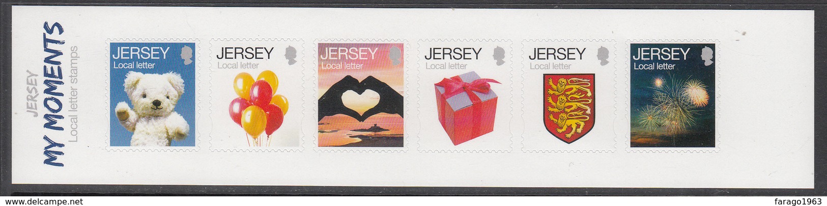 2014 Jersey Greetings Teddy Bears Coat Of Arms LOCAL LETTERS Strip Of 6 @ BELOW FACE VALUE - Jersey