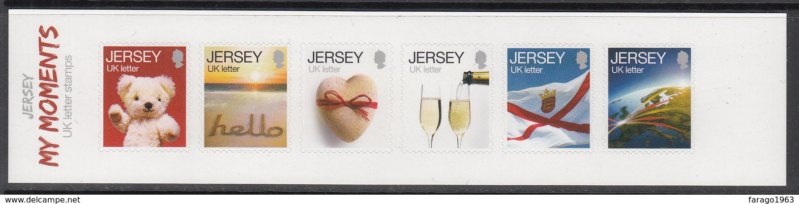 2014 Jersey Greetings Teddy Bears Wine Flags UK LETTERS Strip Of 6 @ BELOW FACE VALUE - Jersey