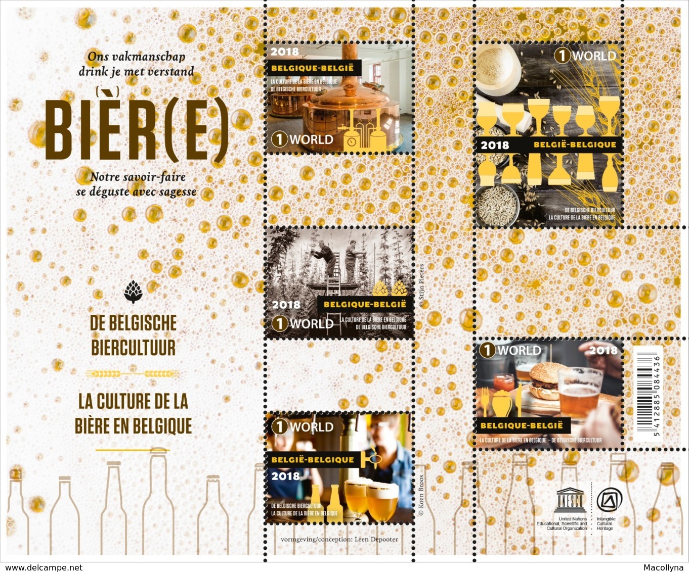 Blok 260** De Belgische Biercultuur 4754/58** Bruisend Erfgoed - Un Patrimoine Mousseux - Ongebruikt