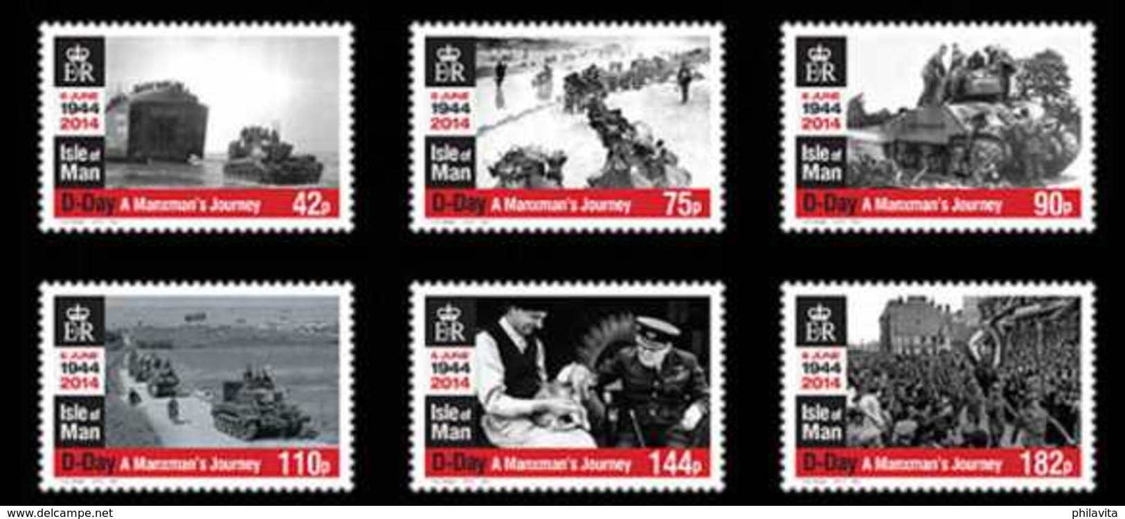 2014 Isle Of Man -World War II - 70 Years Of D Day -set Of 6 V - Paper - MNH** Mi 1953/58 Churchil, Ship, Victory, Tanks - Isle Of Man