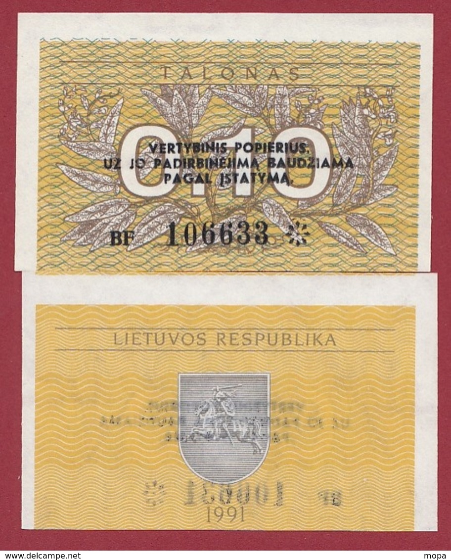 Lituanie 0.10 Talonas 1991 (UNC-NEUF) --(8) - Lituanie