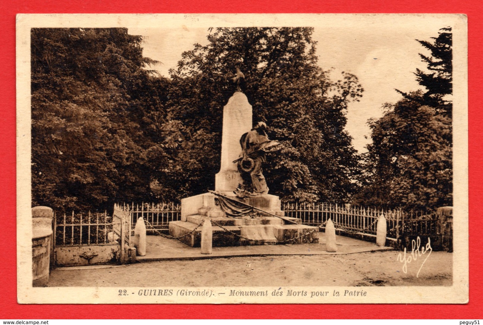 33. Guîtres. Le Monument Aux Morts Pour La Patrie ( 1914-18. Sculpteur Achard - 1923) - Autres & Non Classés