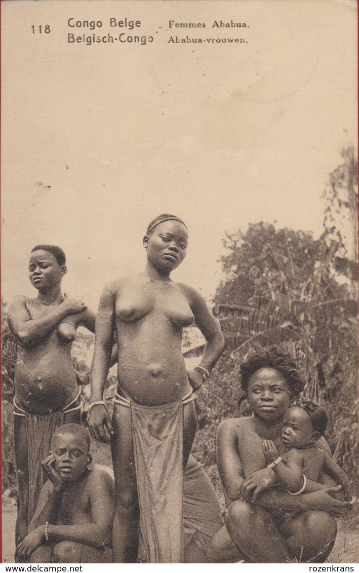 Entier Postal Postwaardestuk Jeune Fille Femmes Ababua Aux Seins NUS Nu Belgisch Congo Belge Afrique Ethnic Africa Naked - Congo Belge