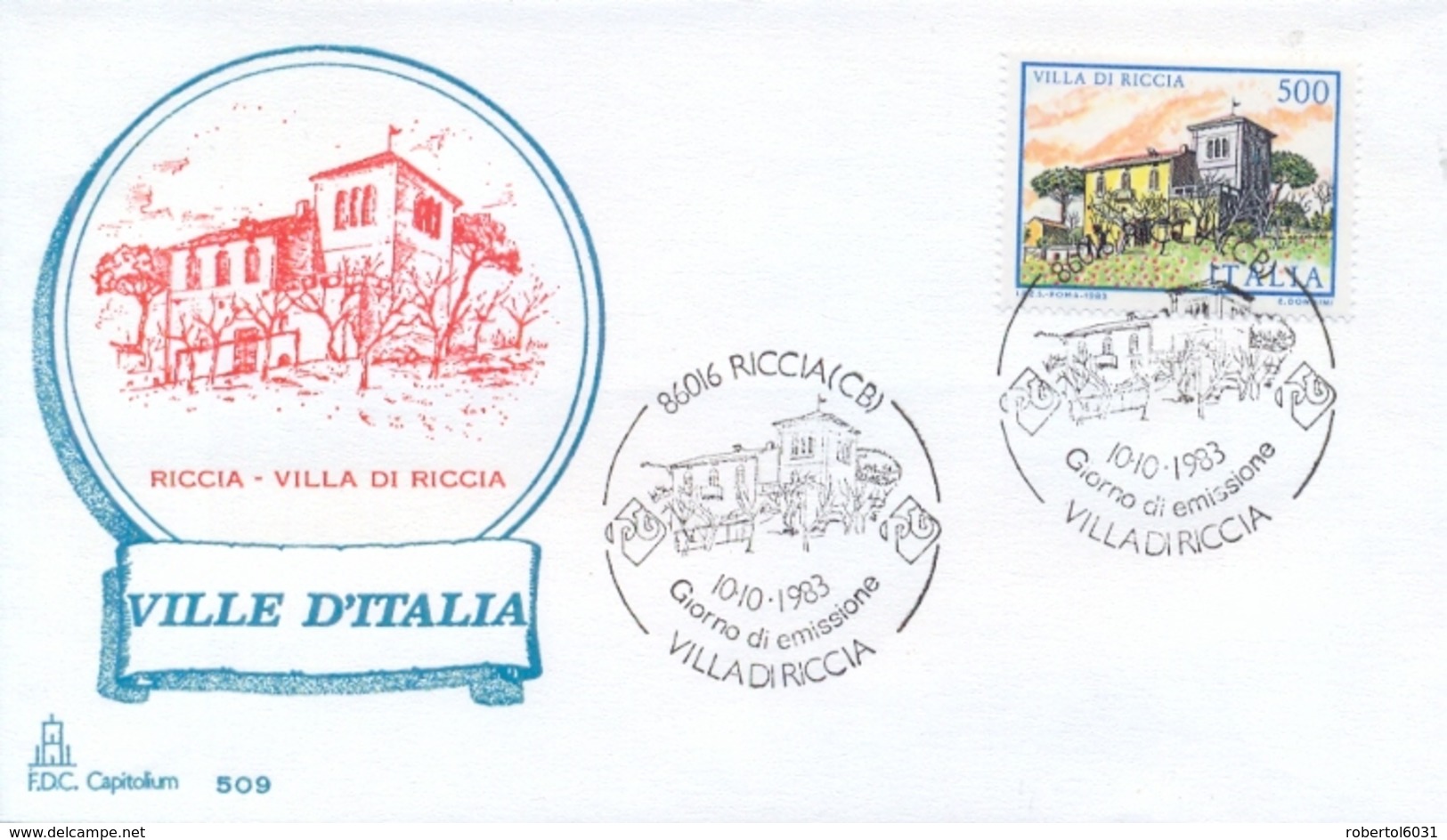 Italia 1983 FDC CAPITOLIUM Ville D'Italia Riccia Villa Di Riccia - Monumenti