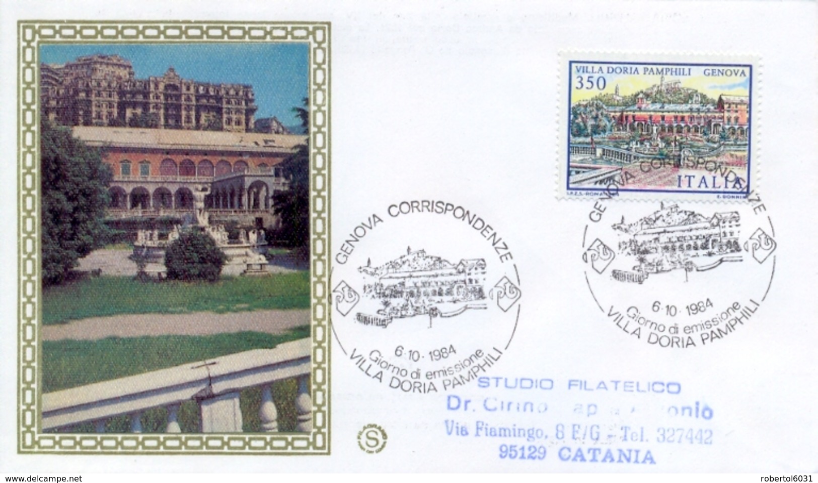 Italia 1984 FDC FILAGRANO Ville D'Italia Genova Villa Doria Pamphili - Monumenti