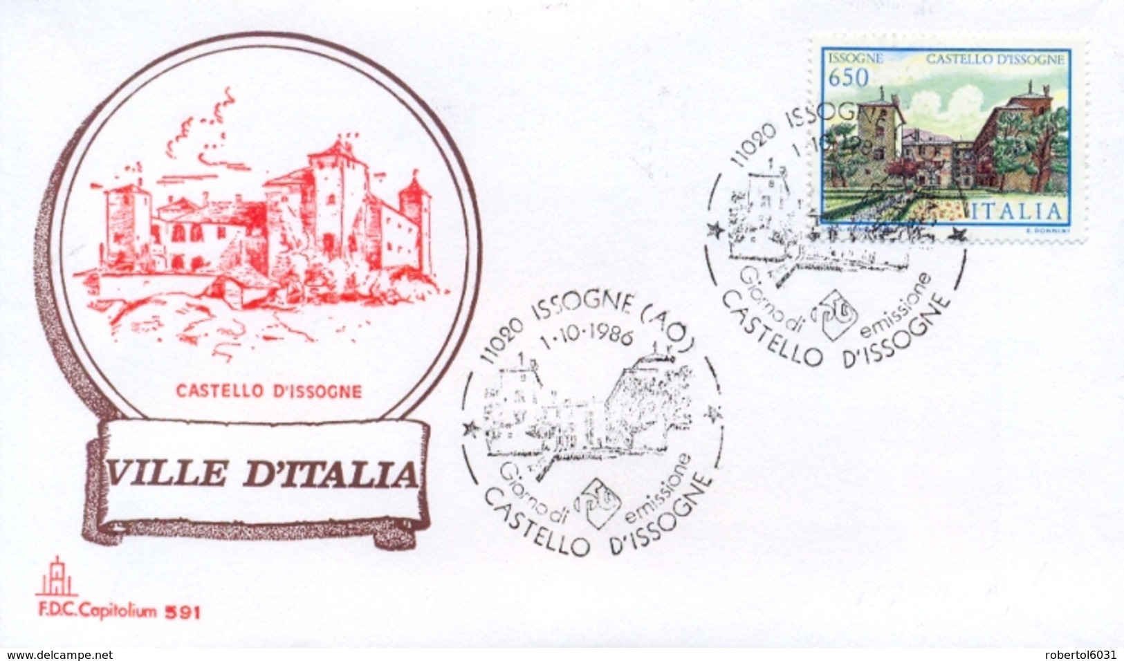 Italia 1986 FDC CAPITOLIUM Ville D'Italia Issogne Castello D'Issogne - Monumenti