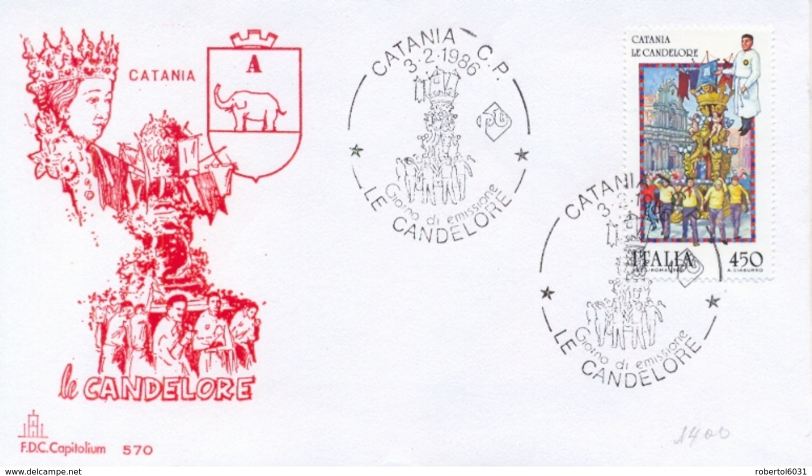 Italia 1986 FDC CAPITOLIUM Folclore Italiano Catania Le Candelore - Altri & Non Classificati