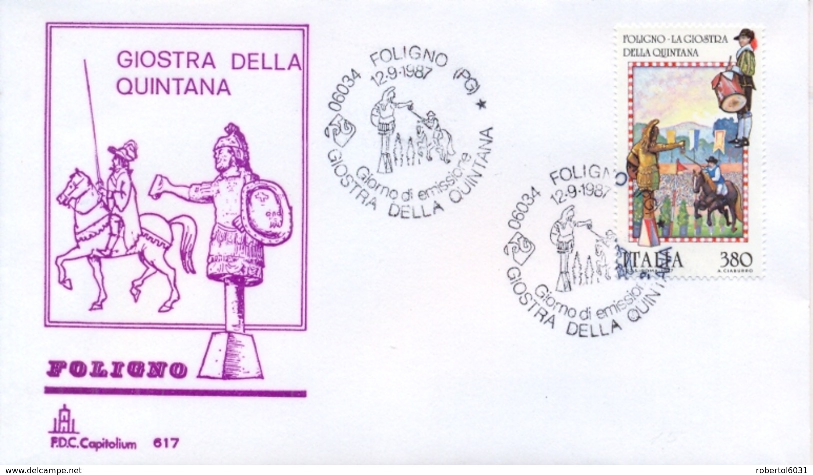 Italia 1987 FDC CAPITOLIUM Folclore Italiano Foligno La Giostra Della Quintana - Altri & Non Classificati