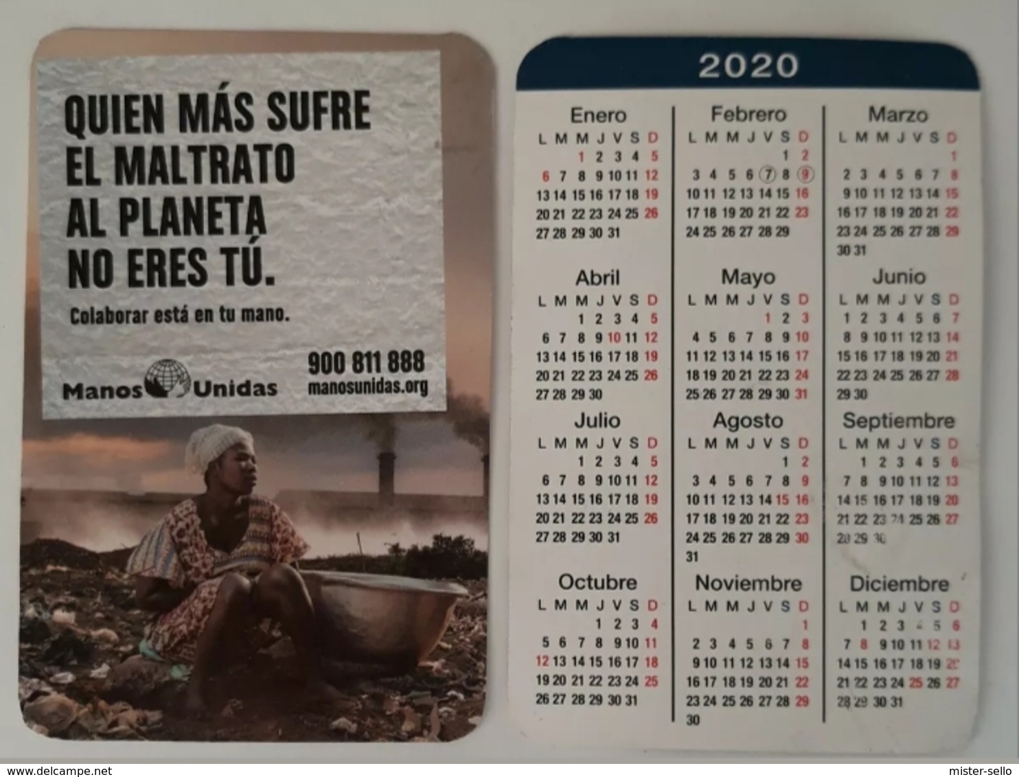 2020 CALENDARIO ONG MANOS UNIDAS. - Tamaño Pequeño : 2001-...