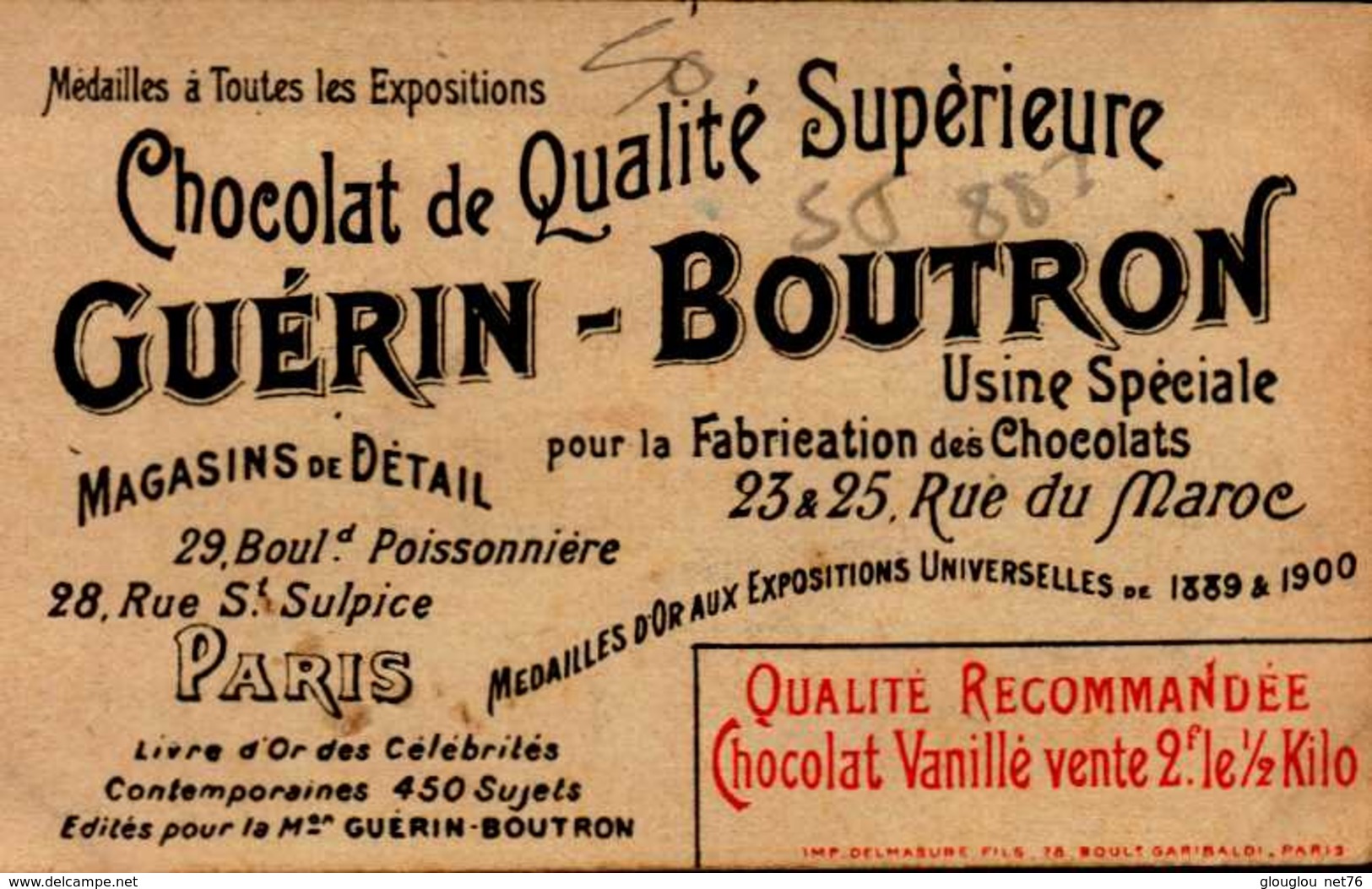 CHROMO CHOCOLAT GUERIN BOUTRON...  LE BEY DE TUNIS - Guérin-Boutron