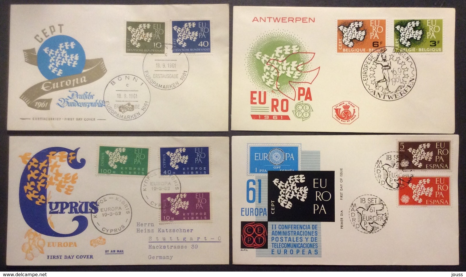 FDC 04 Europa CEPT 1961 Lot 16 Pays 16 Lettre - 1960-1969