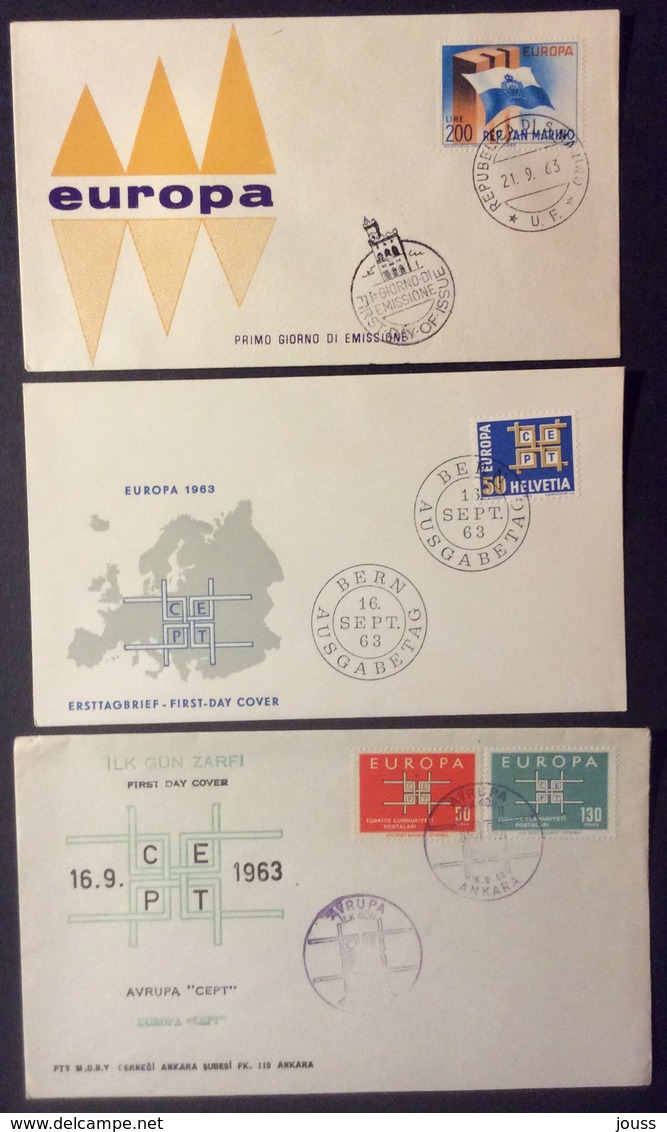 FDC 06 Europa CEPT 1963 Lot 19 Pays 19 Lettre - 1960-1969