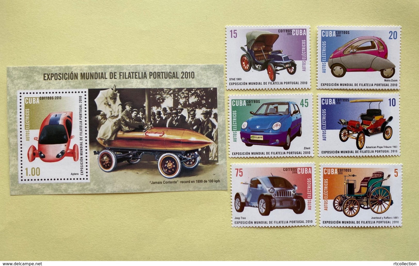 Cuba 2010 Set Of 6 + M/S International Stamp Exhibition PORTUGAL Lisbon Transport Cars Car Motoring Stamps MNH - Cars