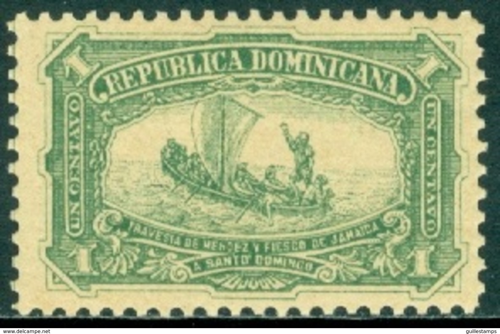 DOMINICAN REPUBLIC 1900 DISCOVERY OF AMERICA, 1c GREEN DIEGO MENDEZ** (MNH) - Dominikanische Rep.