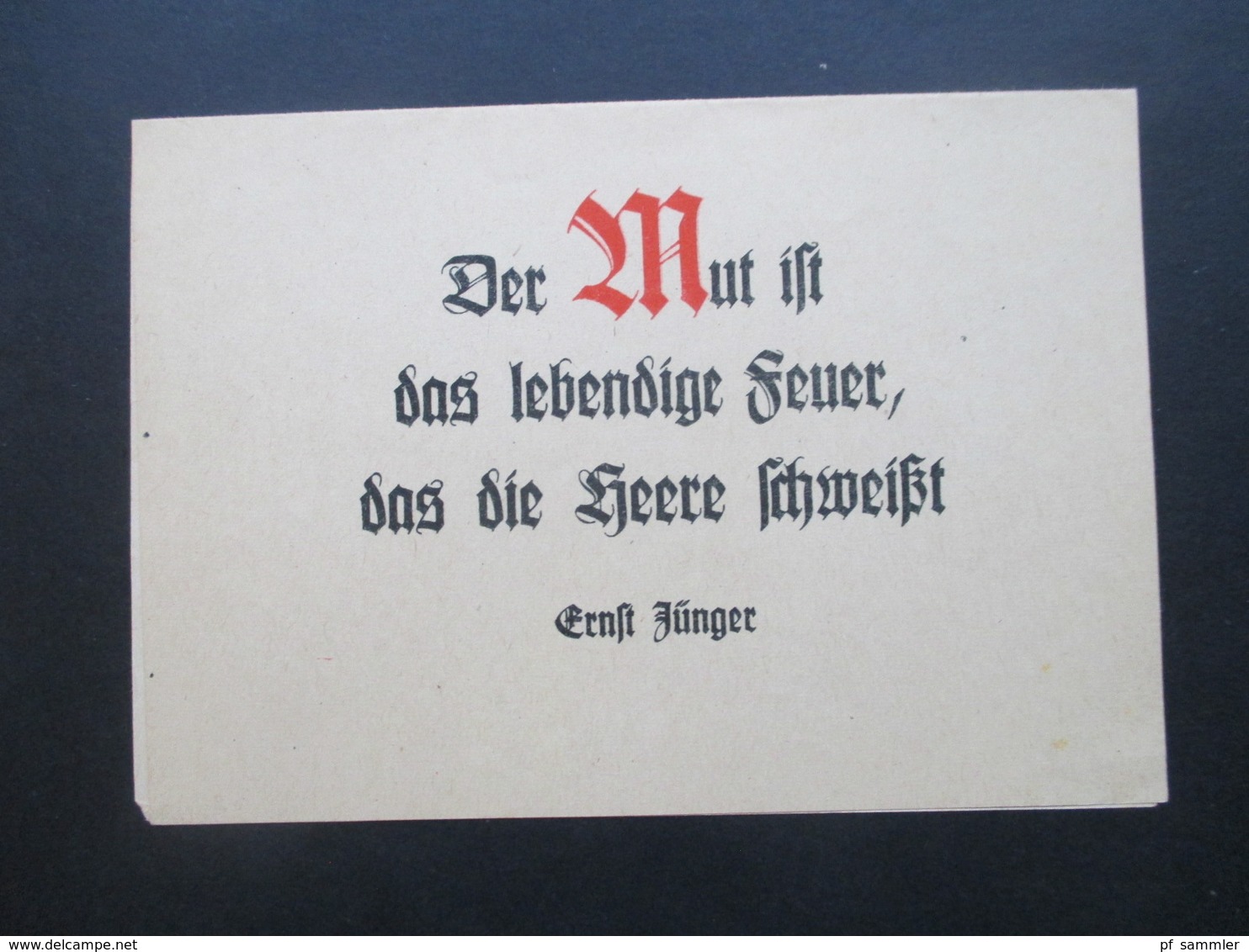 3. Reich Feldpost 2. WK Propaganda Doppelkarte Ernst Jünger: Der Mut Ist Das Lebendige Feuer, Das Die Heere Schweißt. - Briefe U. Dokumente