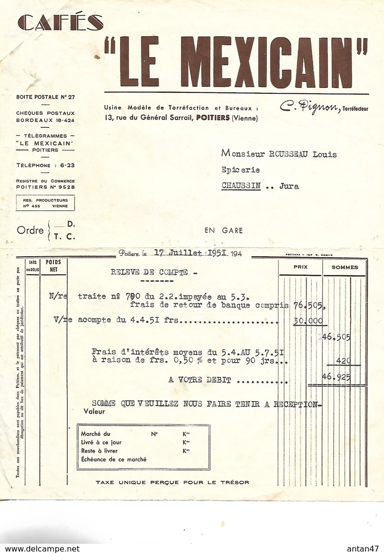 Lot De 3 Lettres, 2 Tarifs, 1 Pub Point Circuit Automobiles / 86 POITIERS / Cafés LE MEXICAIN  Café "Planteurs Du Laos" - 1950 - ...