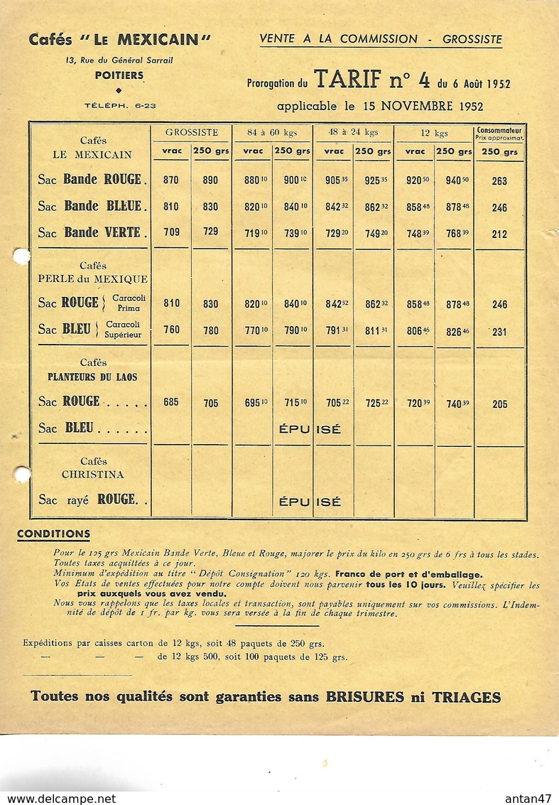 Lot De 3 Lettres, 2 Tarifs, 1 Pub Point Circuit Automobiles / 86 POITIERS / Cafés LE MEXICAIN  Café "Planteurs Du Laos" - 1950 - ...