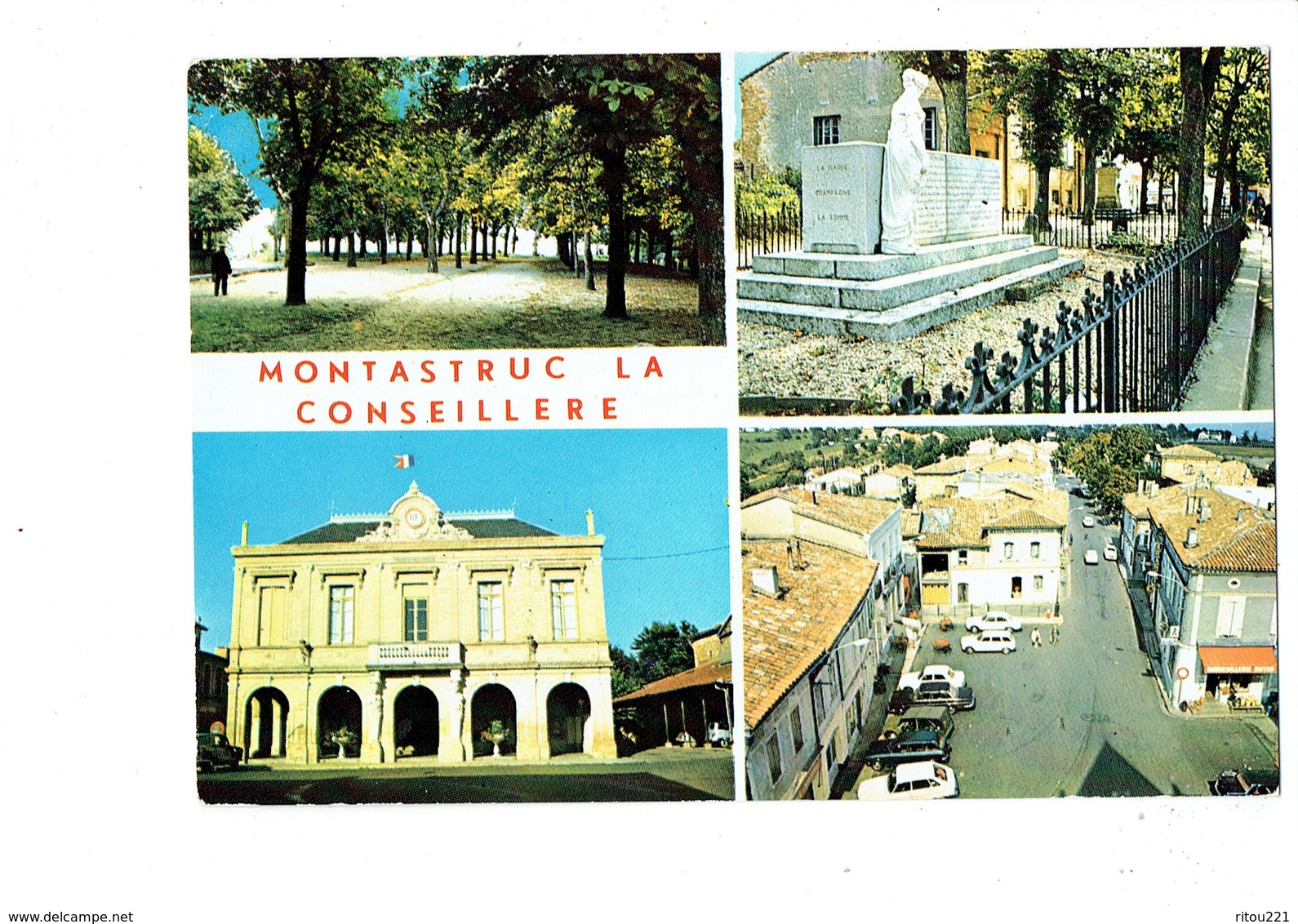 Cpm - 31 -  Montastruc-la-Conseillère - L'esplanade Monument Aux Morts Mairie Place Hôtel De Ville - 11596 - Montastruc-la-Conseillère