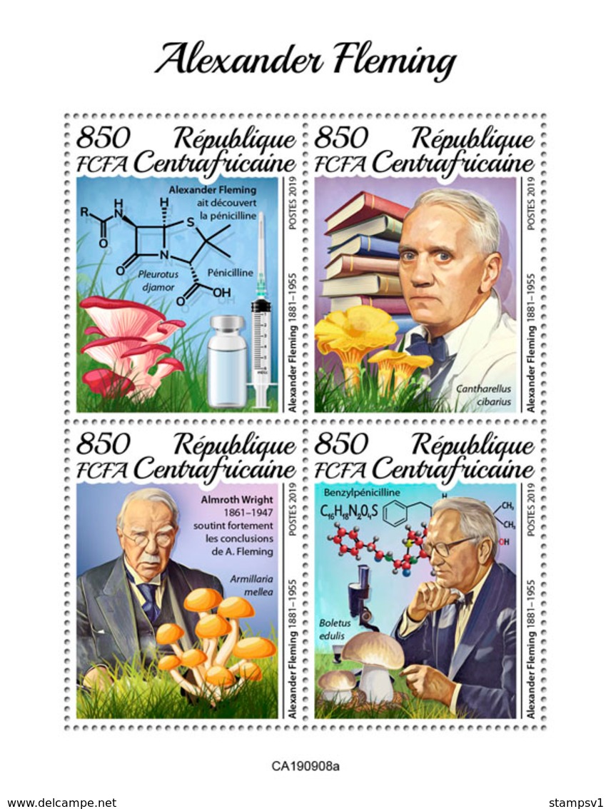 Central Africa. 2019 Alexander Fleming. Mushrooms. (0908a) OFFICIAL ISSUE - Funghi