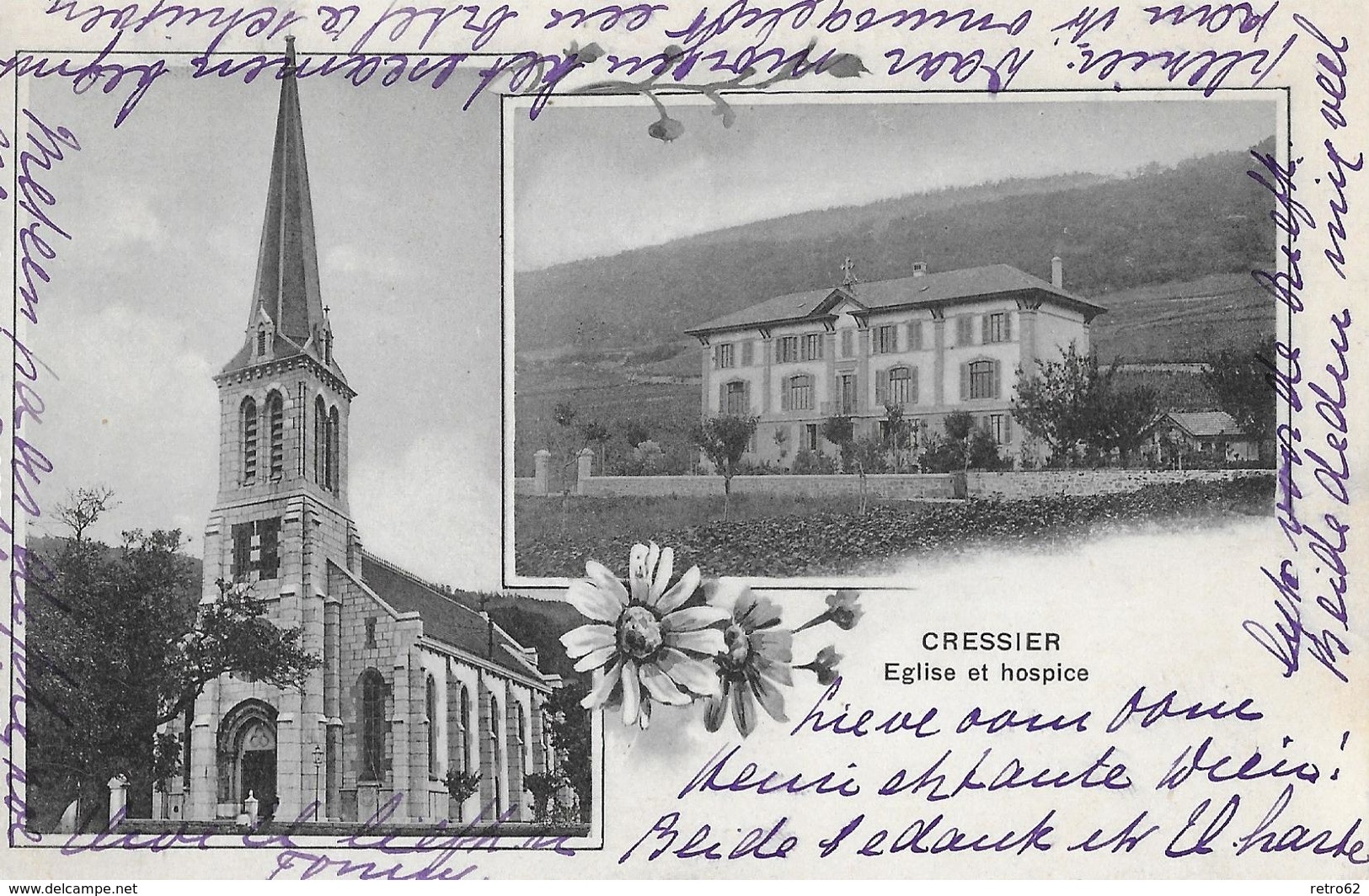 CRESSIER → Eglise Et Hospice, Mehrbildkarte Anno 1906 - Cressier